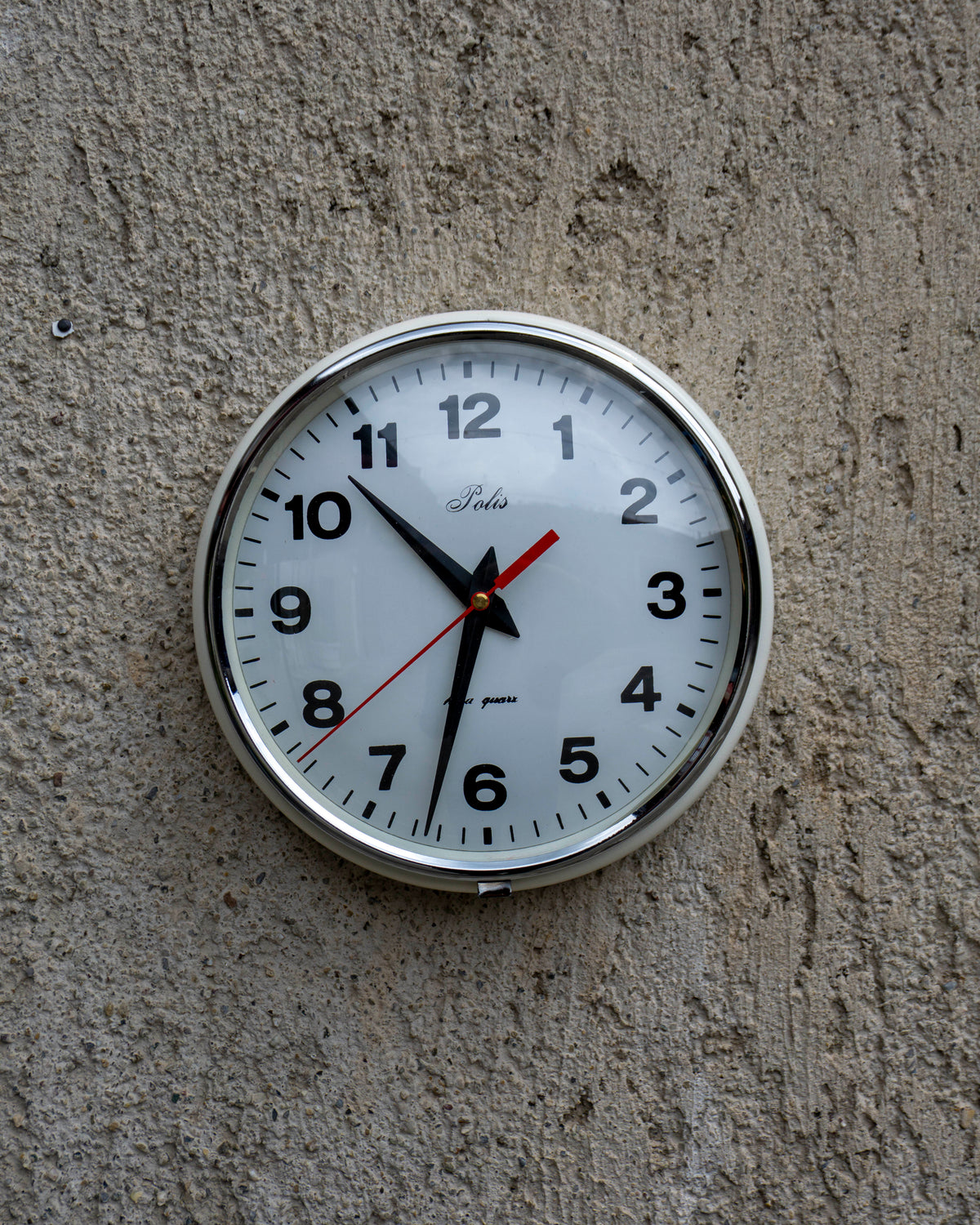 Orologio vintage Polis bianco bombato rotondo – 1980