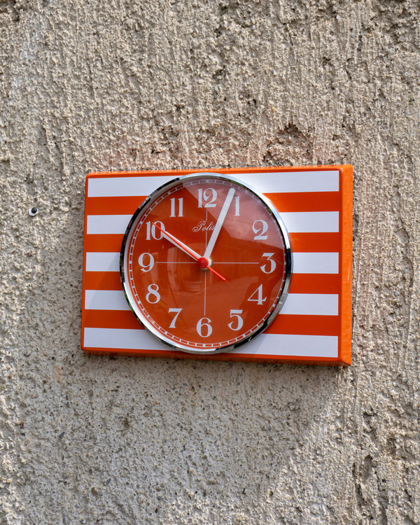 Orologio vintage Polis arancione e bianco cromato – 1970/1980