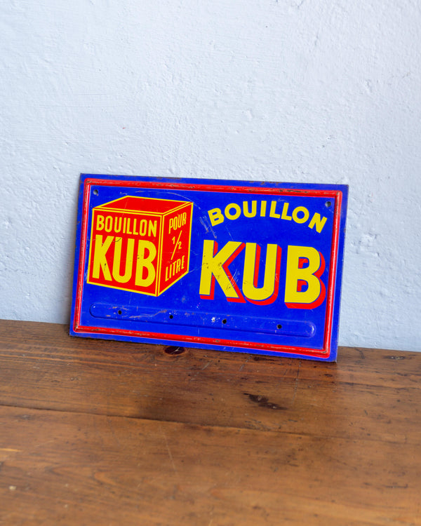 Insegna vintage espositore Bouillon Kub in metallo – Francia