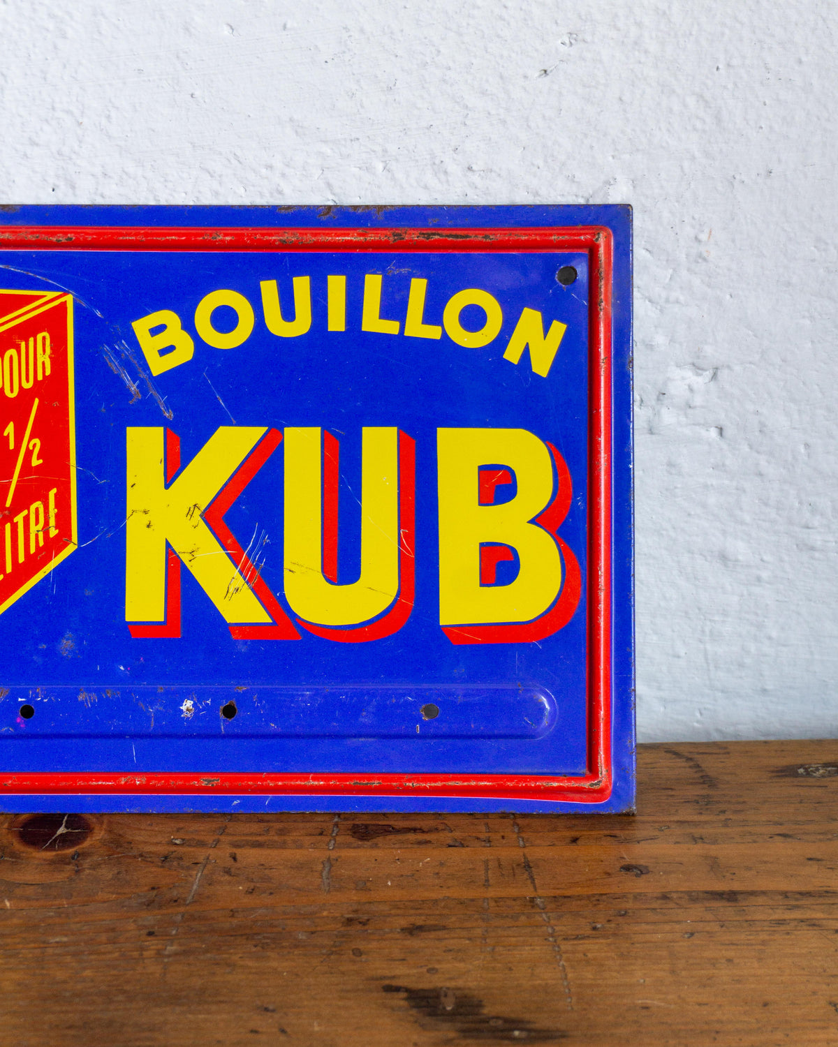 Insegna vintage espositore Bouillon Kub in metallo – Francia