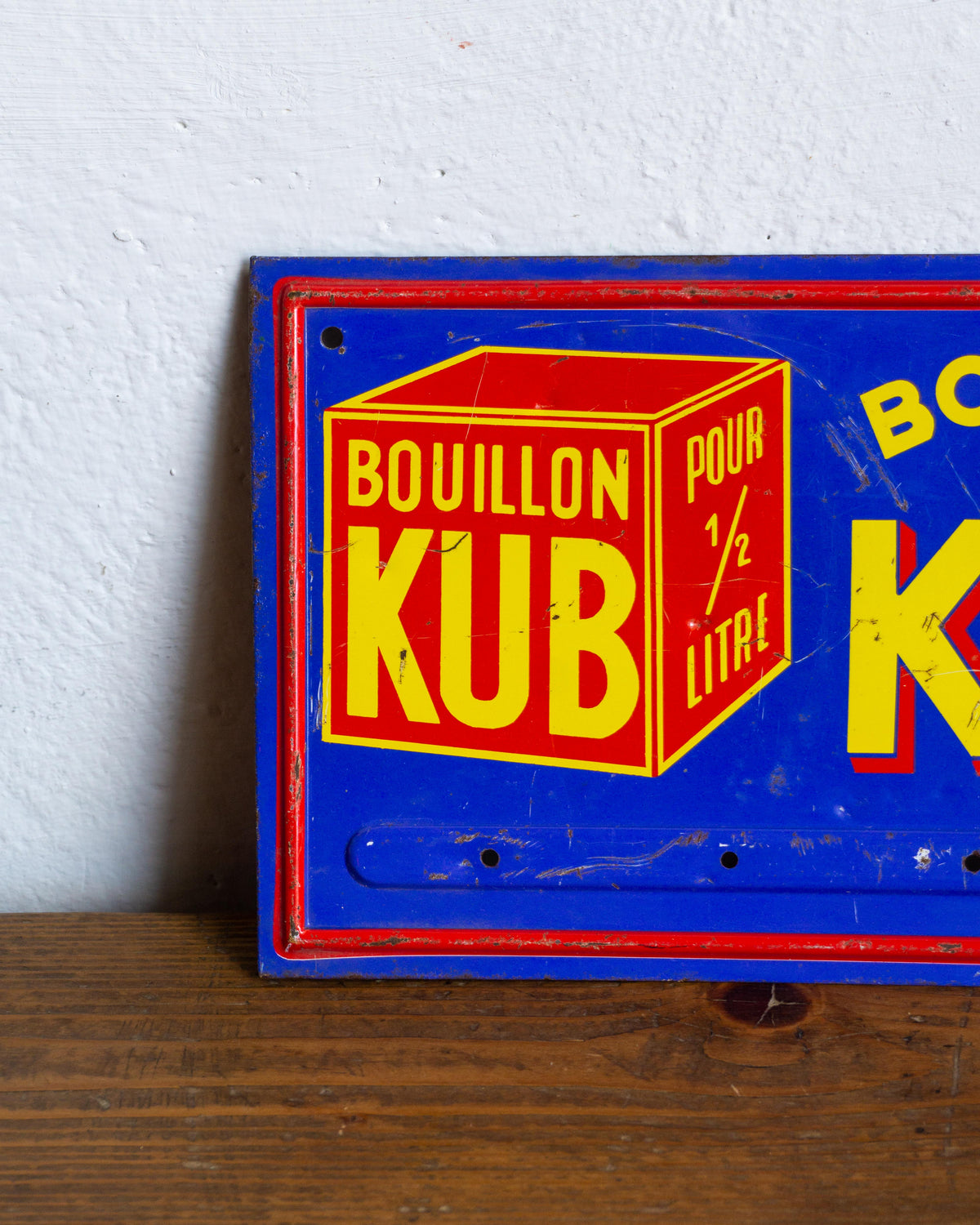 Insegna vintage espositore Bouillon Kub in metallo – Francia