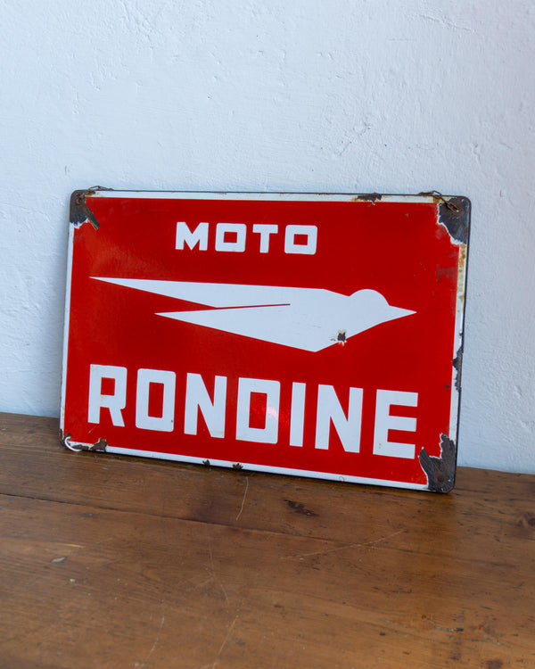 Insegna vintage smaltata Moto Rondine Smalti Firenze