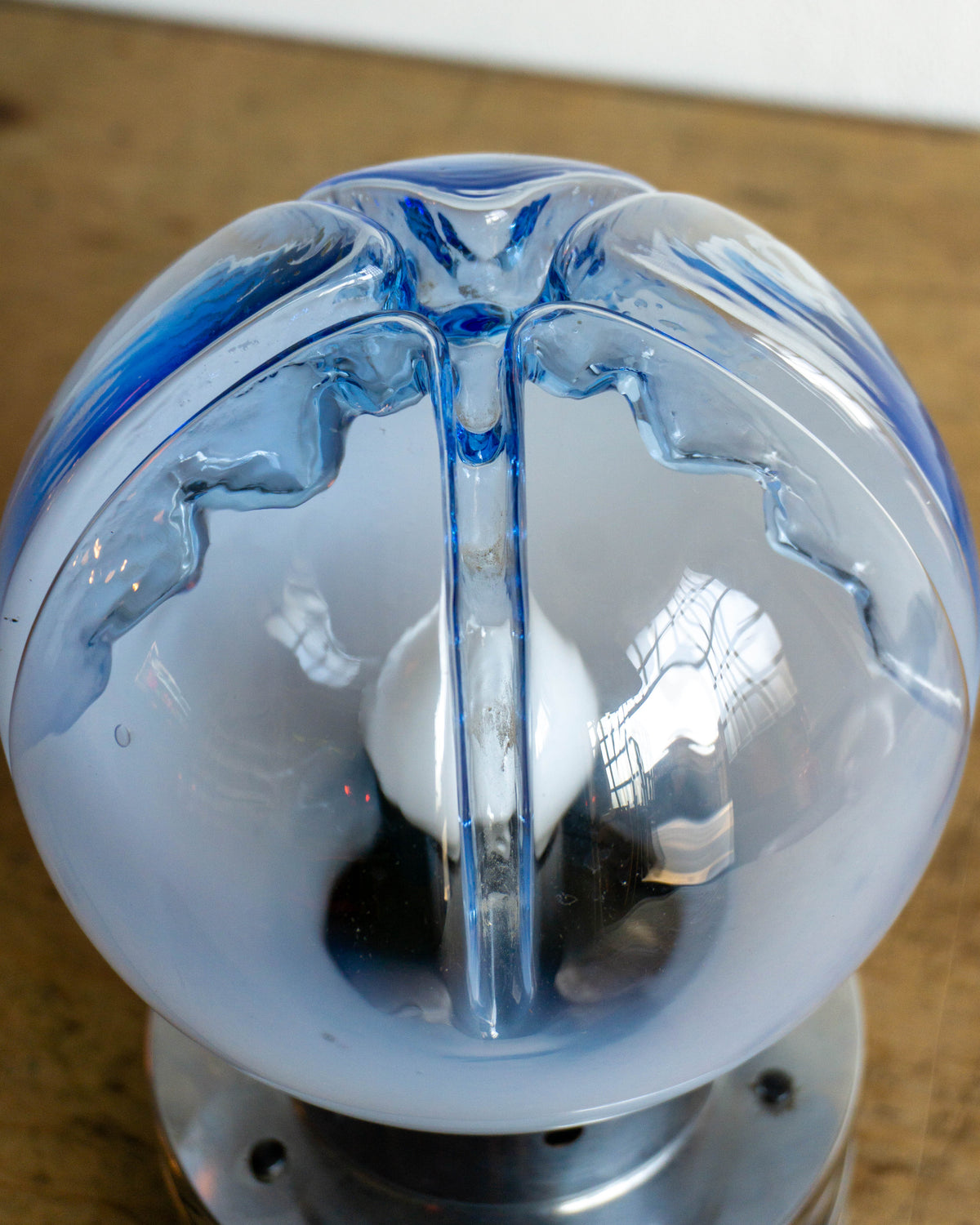 Lampada Space Age in Vetro e Metallo Cromato – Anni '60