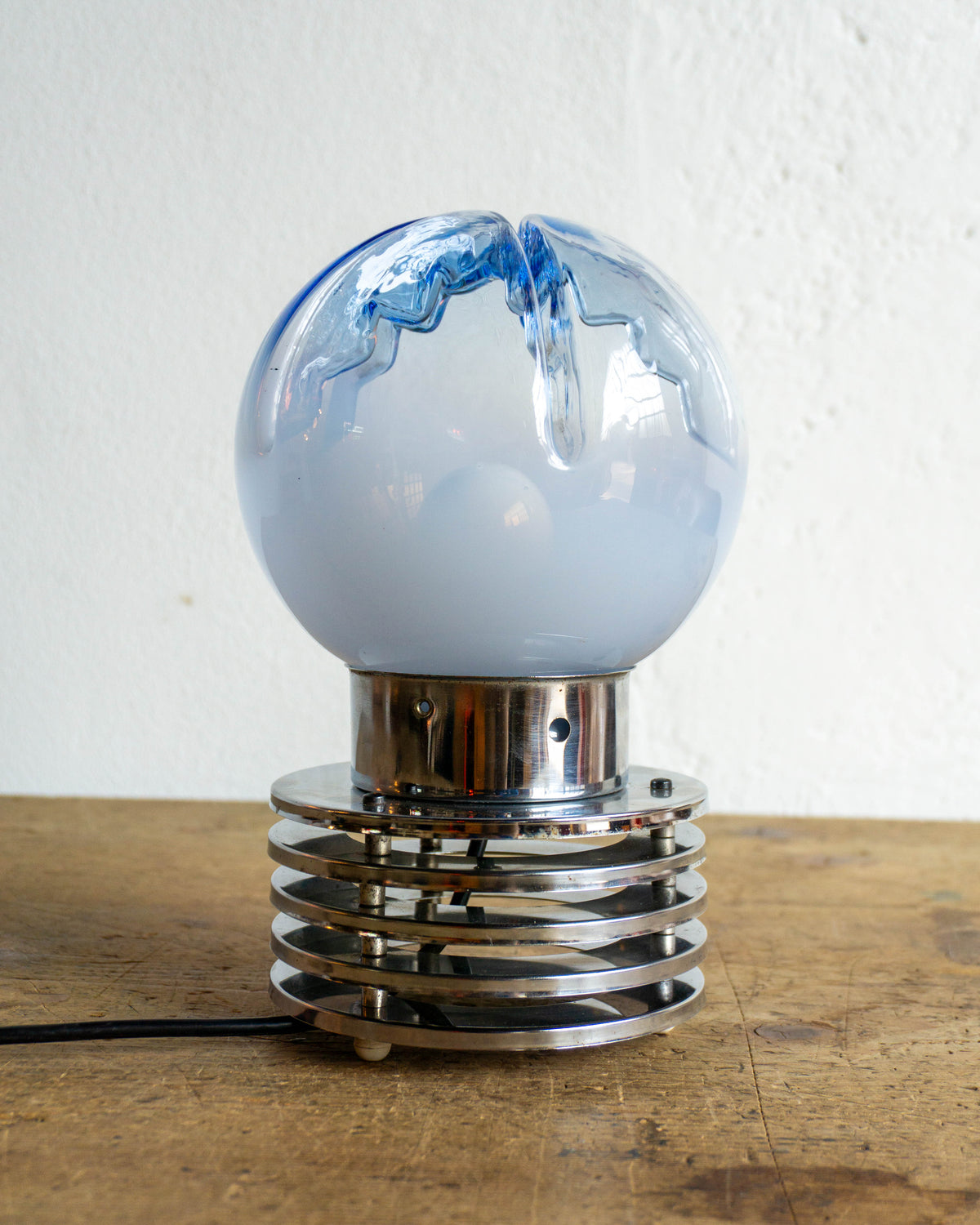 Lampada Space Age in Vetro e Metallo Cromato – Anni '60