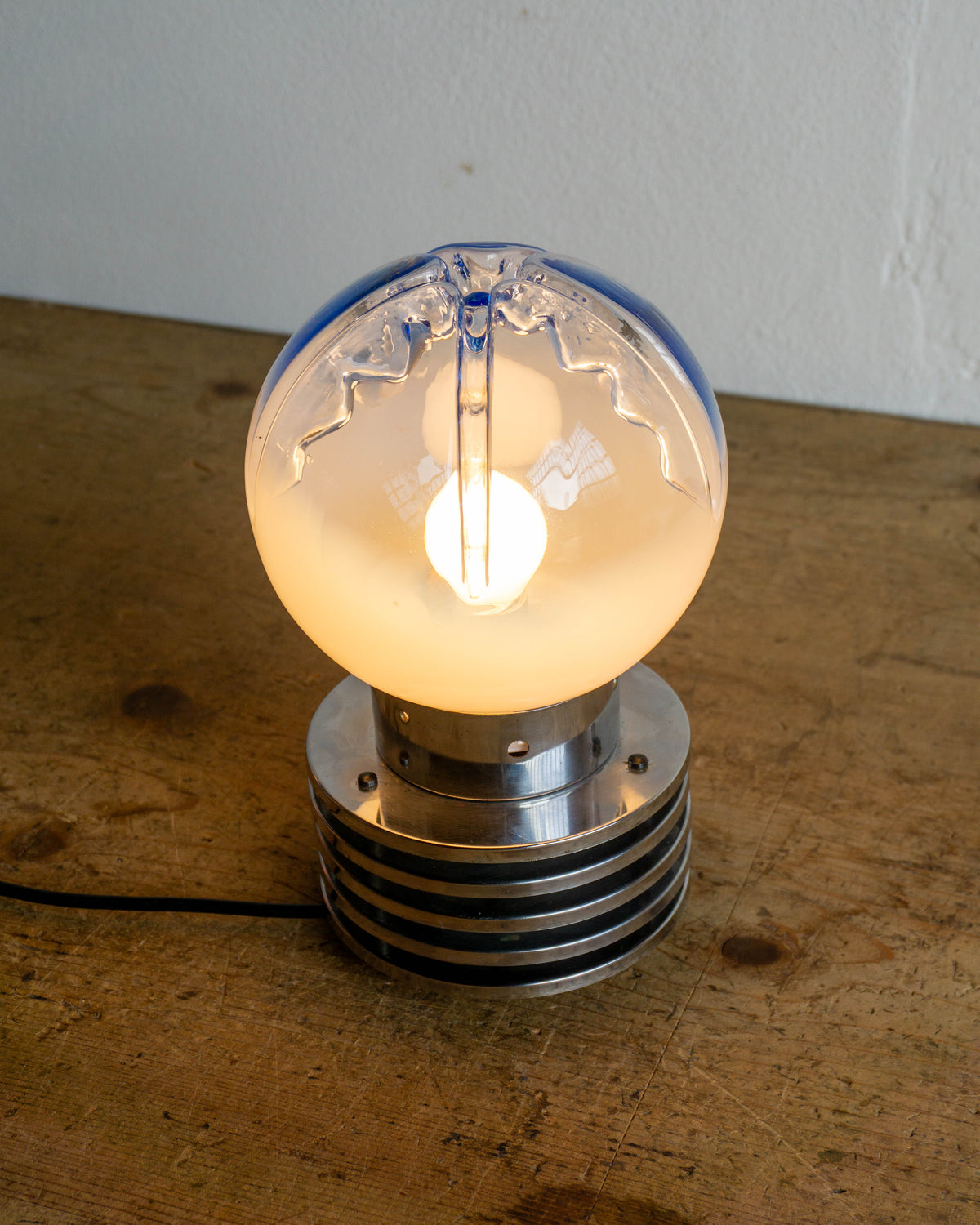 Lampada Space Age in Vetro e Metallo Cromato – Anni '60