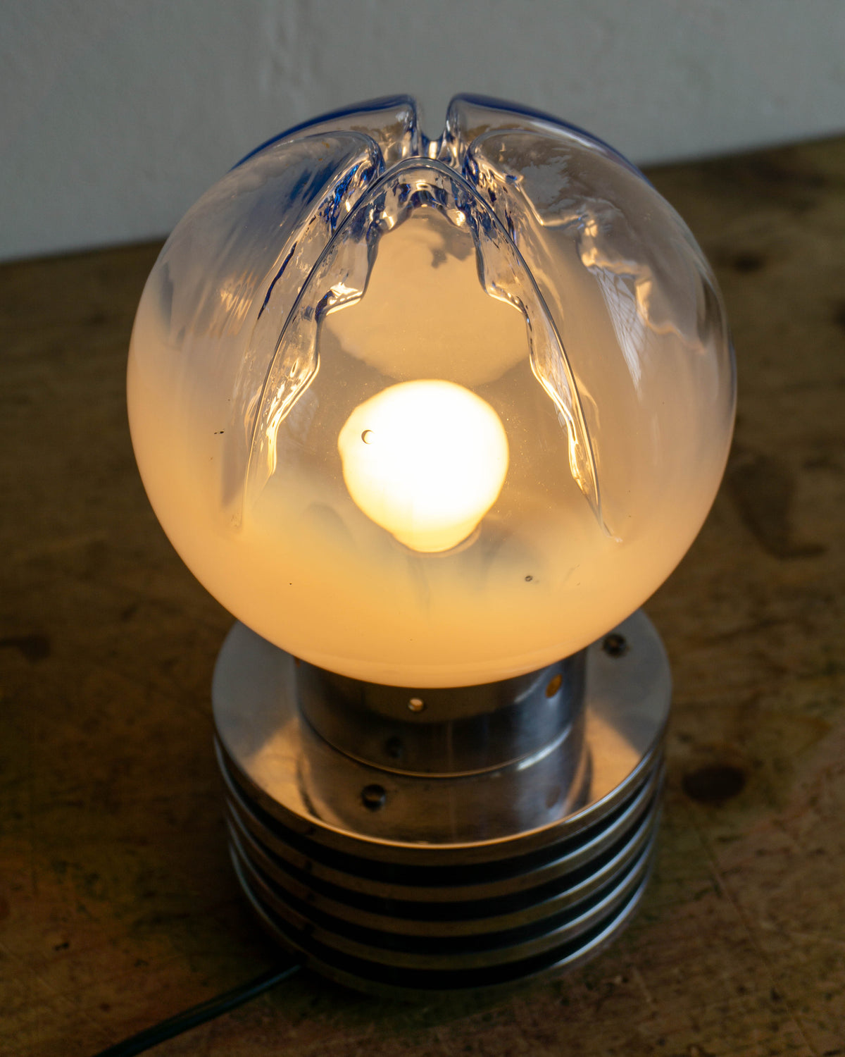 Lampada Space Age in Vetro e Metallo Cromato – Anni '60