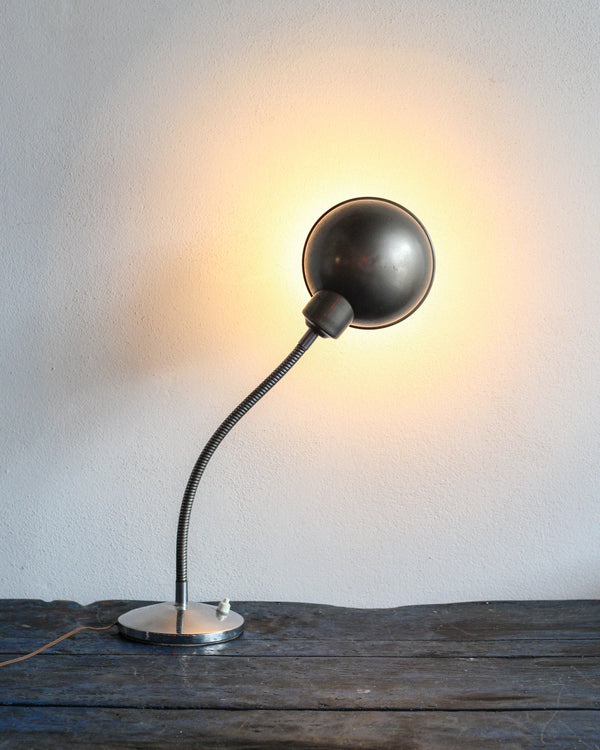 Lampada vintage snodabile argento con base tonda – 1960