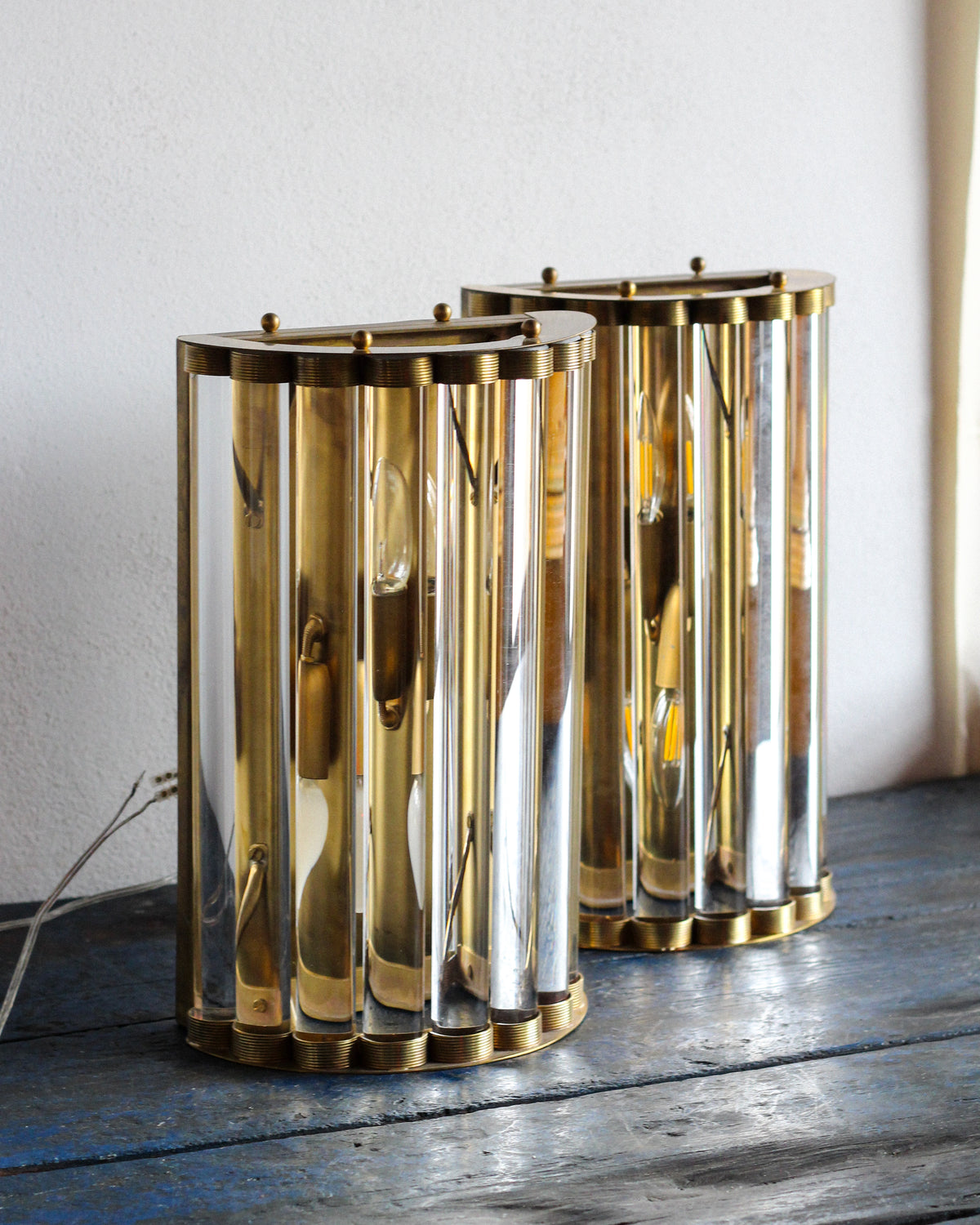 Coppia applique Art Déco in ottone e vetro – 1930/1940