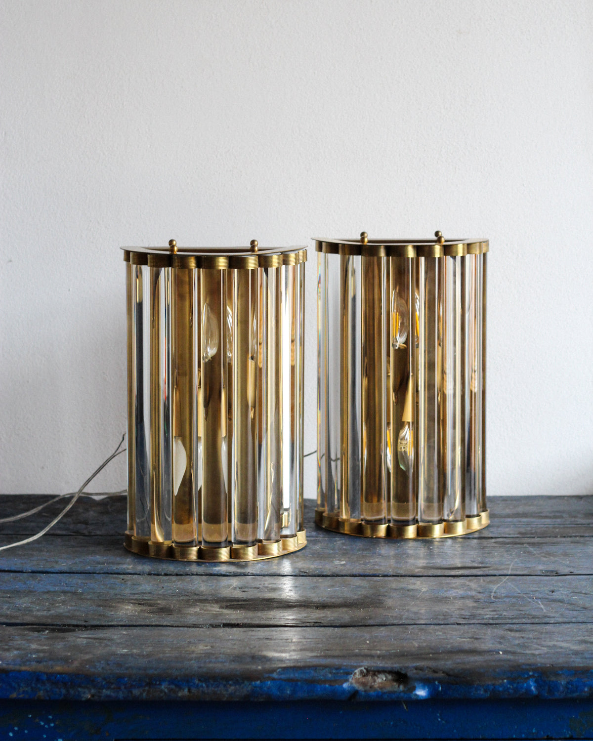 Coppia applique Art Déco in ottone e vetro – 1930/1940