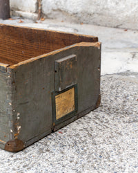 Baule industriale vintage in legno grigio – 1970