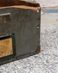 Baule industriale vintage in legno grigio – 1970