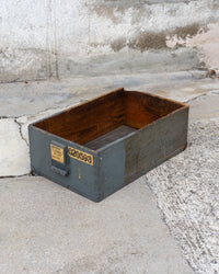 Baule industriale vintage in legno grigio – 1970