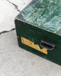 Baule vintage in legno verde con scritta Italia – 1980