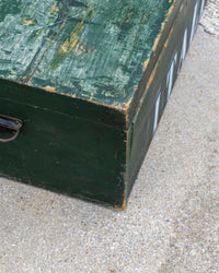 Baule vintage in legno verde con scritta Italia – 1980