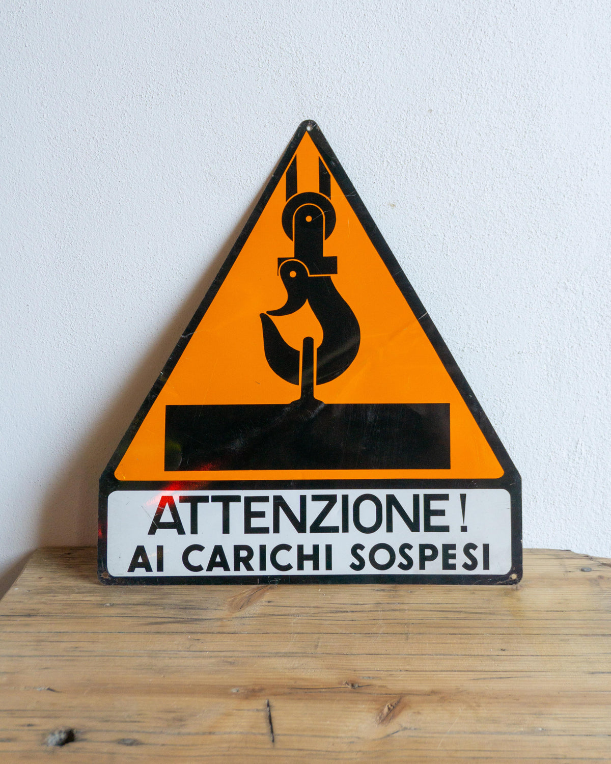 Insegna sicurezza sul lavoro 1970/80 - Carichi Sospesi