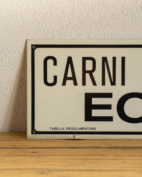 Insegna Carni macellate fresche equine 1960/70 Italia