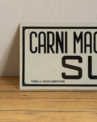 Insegna Carni macellate fresche suine 1980 Italia