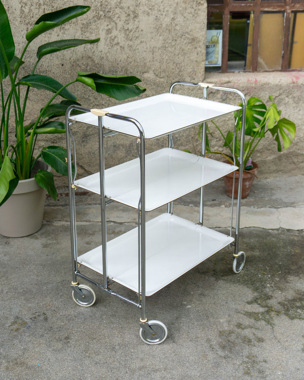 Carrello di servizio vintage bianco