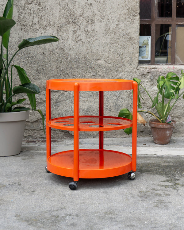 Carrello da bar in plastica arancio vintage Space Age - anni '70
