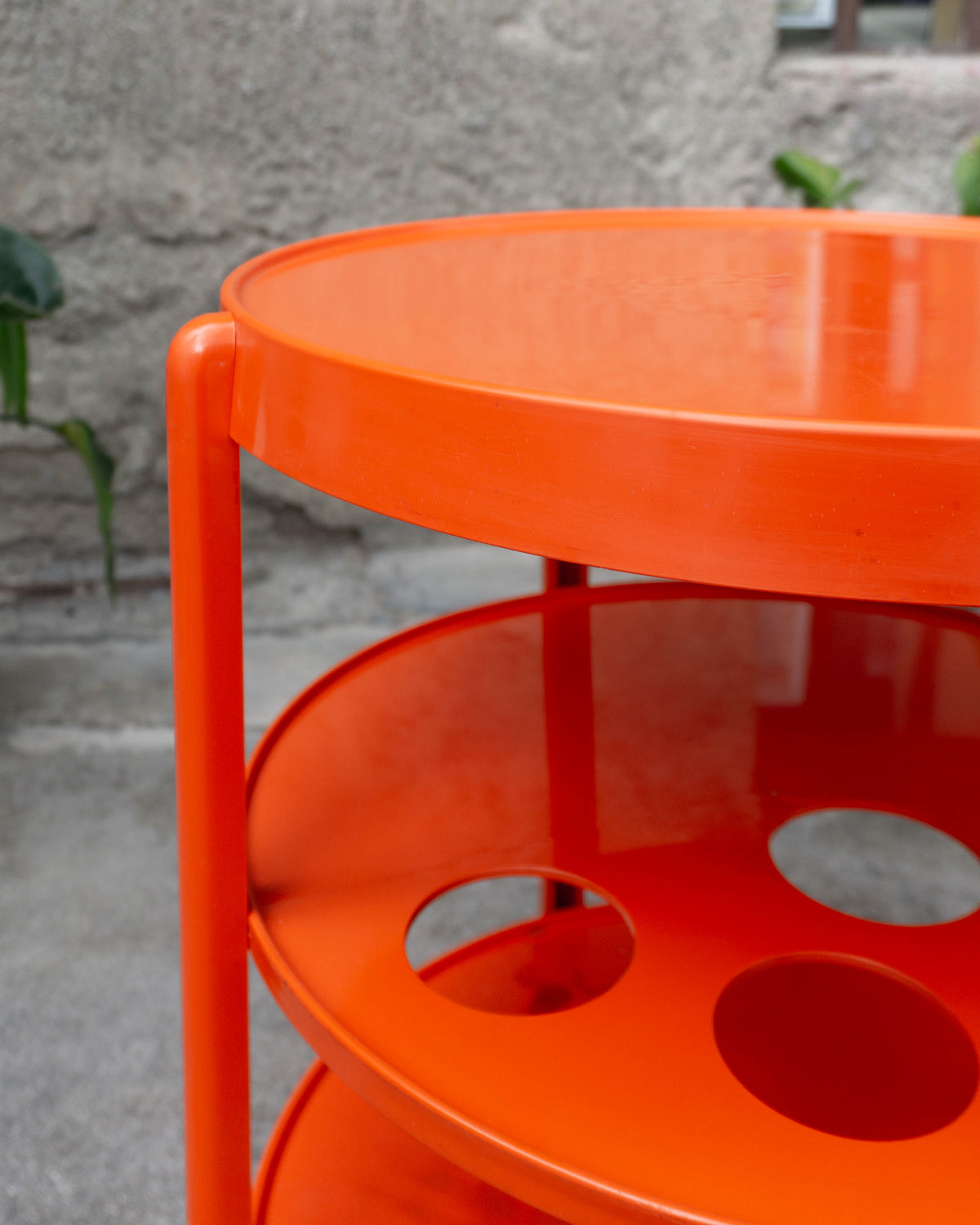 Carrello da bar in plastica arancio vintage Space Age - anni '70