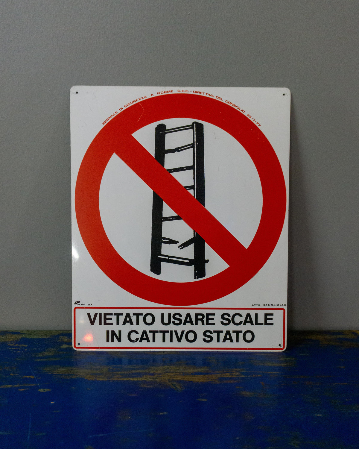 Cartello sicurezza sul lavoro in metallo Scale – Italia, 1977