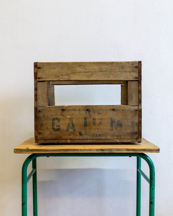 Cassetta legno pubblicitaria Fonte Gajum