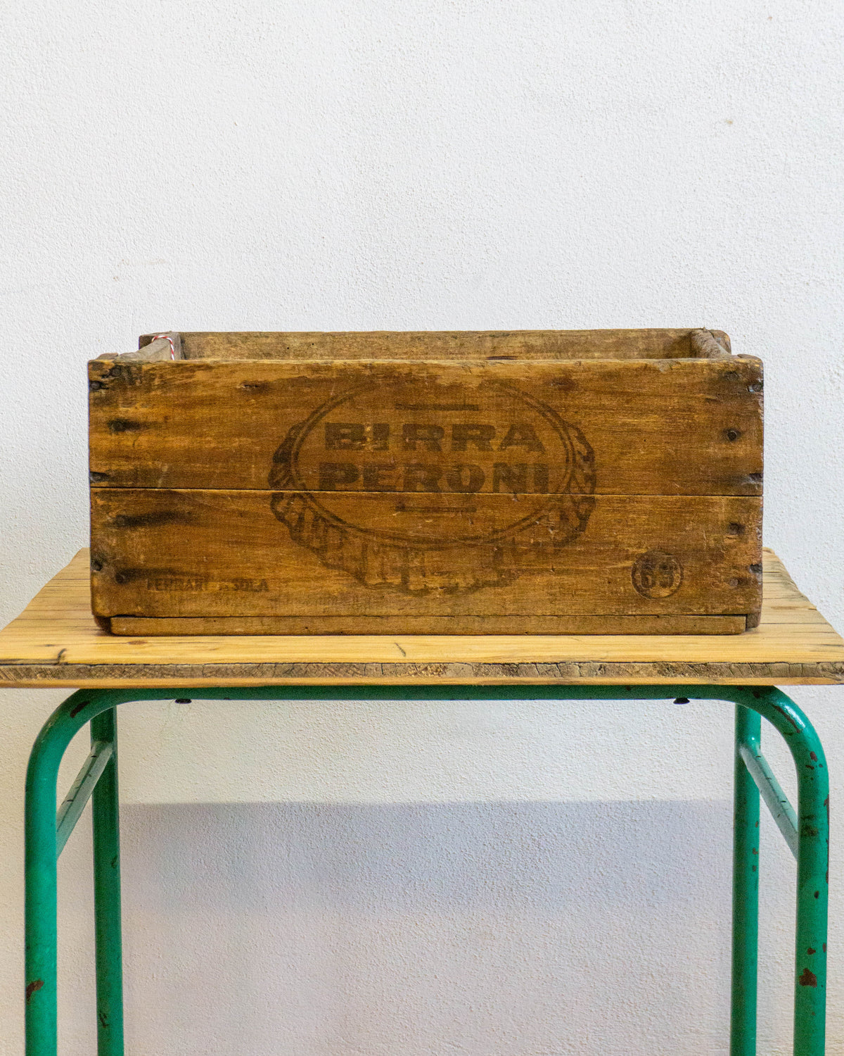 Cassetta legno pubblicitaria Peroni
