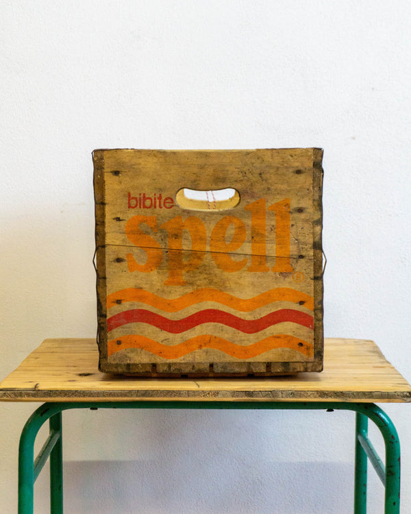 Cassetta legno pubblicitaria Spell