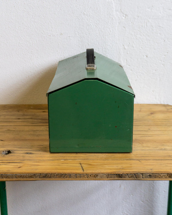 Cassetta portautensili in metallo verde vintage