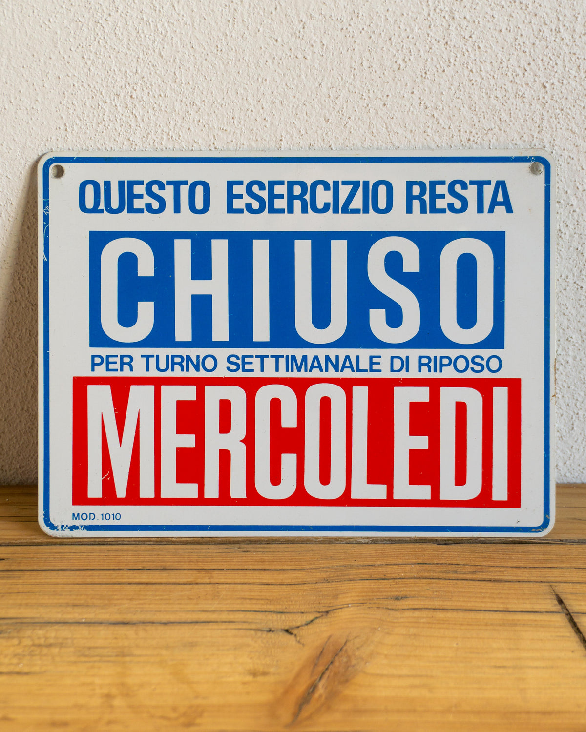 Insegna Chiusura Mercoledì 1980 - Italia