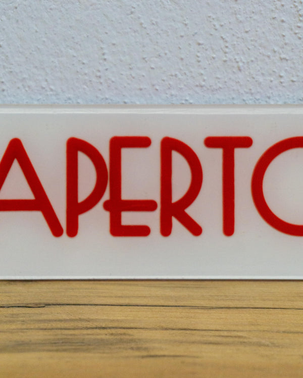 Insegna Aperto Rossa e Bianca – 1980 Italia