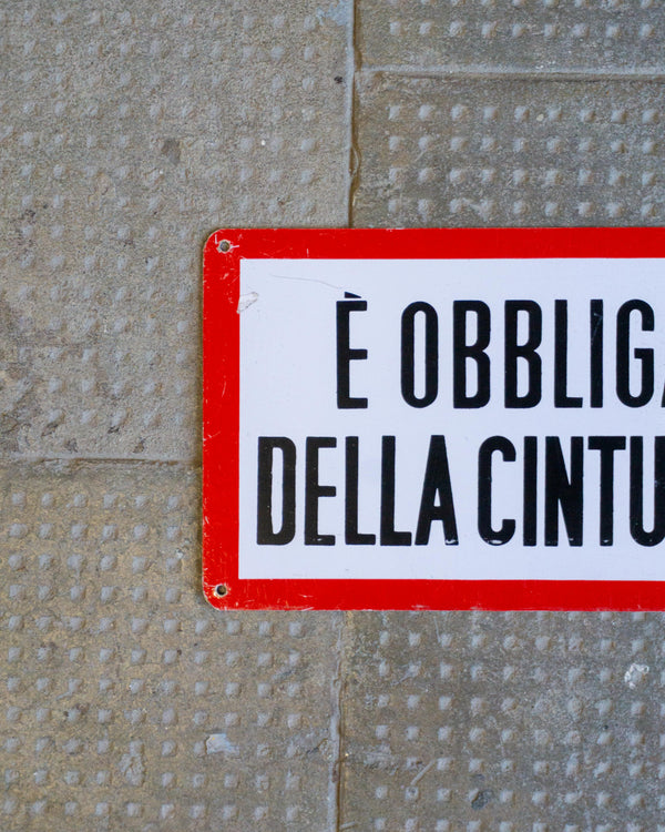 Insegna “È obbligatorio l’uso della cintura di sicurezza” – 1970