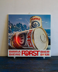 Insegna pubblicitaria Birra Forst con lattine – 1970