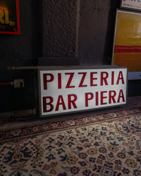 Insegna luminosa vintage Pizzeria Bar Piera bifacciale – Palermo, 1980