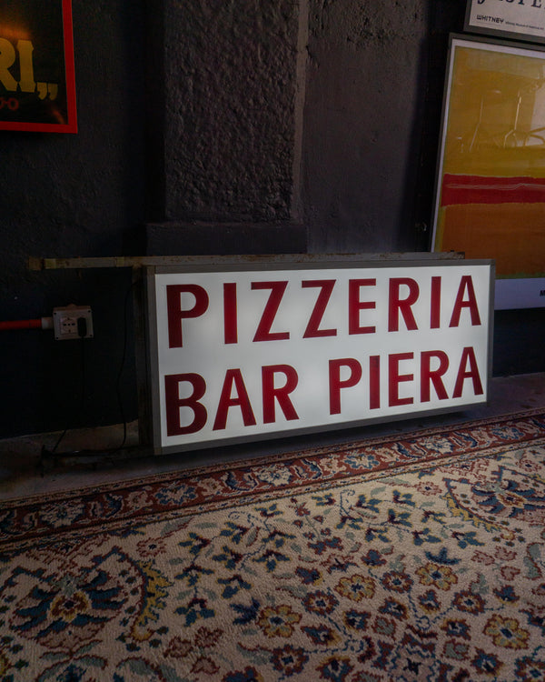 Insegna luminosa vintage Pizzeria Bar Piera bifacciale – Palermo, 1980