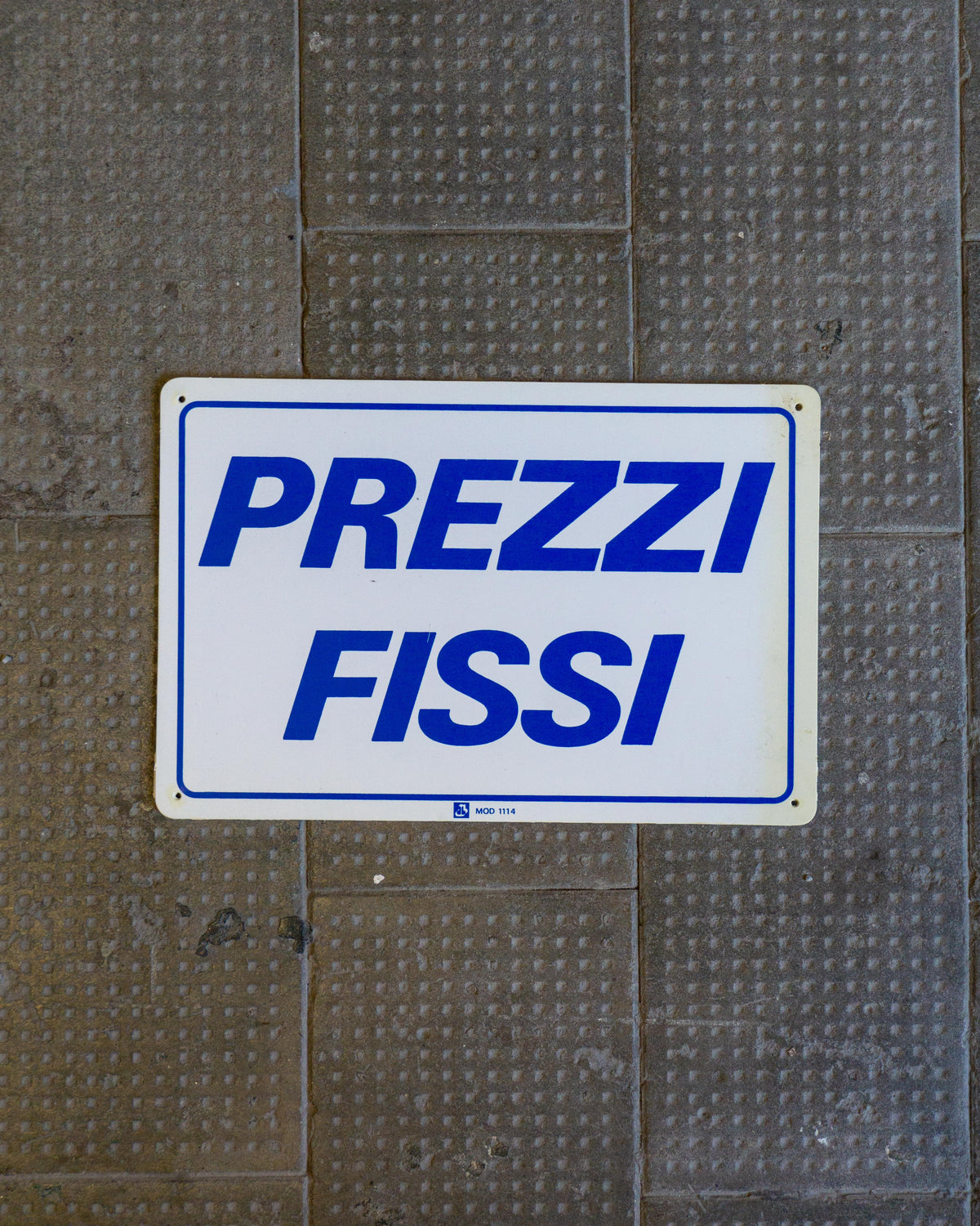Insegna “Prezzi fissi” blu – 1980