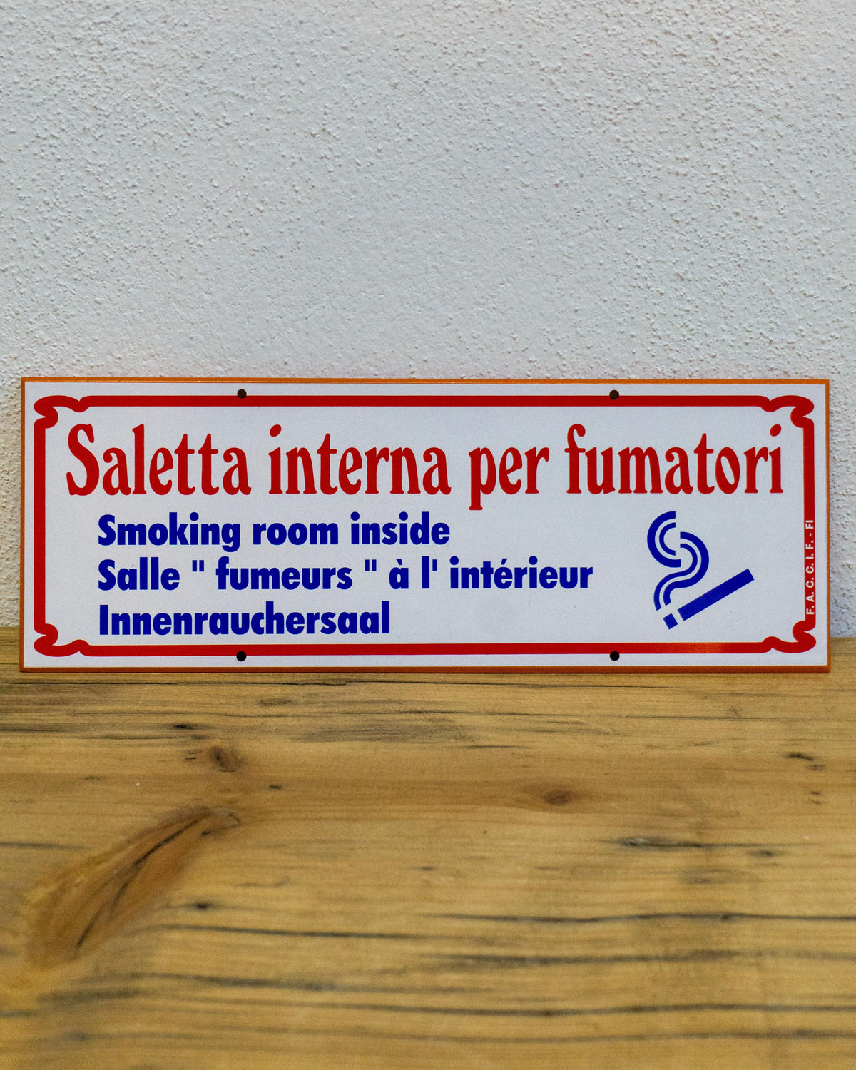Insegna Saletta Interna Per Fumatori – 1970 Italia