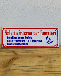 Insegna Saletta Interna Per Fumatori – 1970 Italia