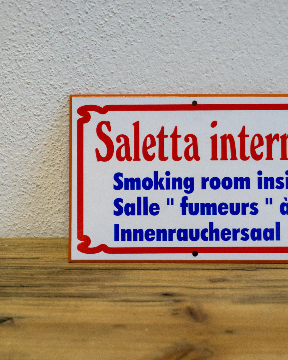 Insegna Saletta Interna Per Fumatori – 1970 Italia