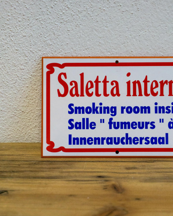 Insegna Saletta Interna Per Fumatori – 1970 Italia