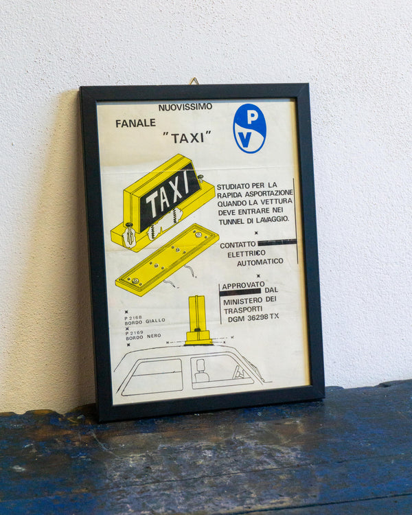 Manifesto vintage Fanale Taxi con cornice – 1980