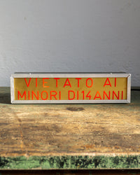 Insegna cinema “Vietato ai minori di 14 anni” – anni 70