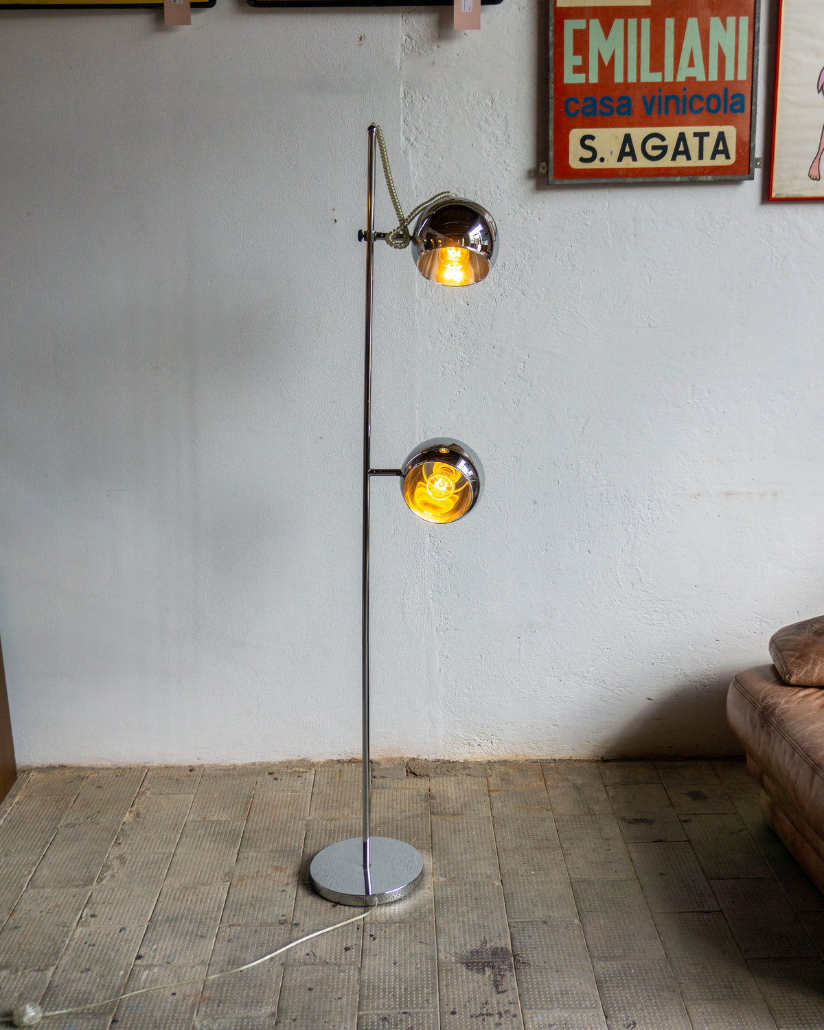 Lampada Piantana Anni '80 Space Age Doppia Luce