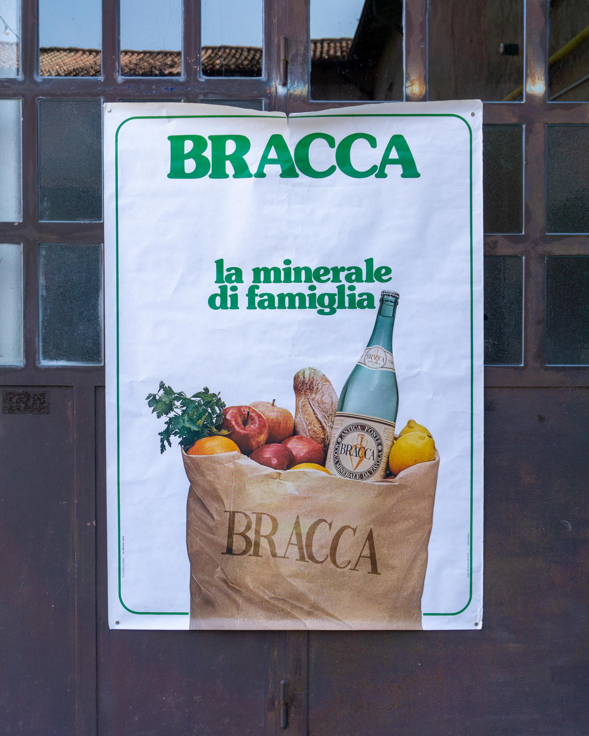 Manifesto pubblicitario vintage Bracca “La minerale di famiglia” – anni '70