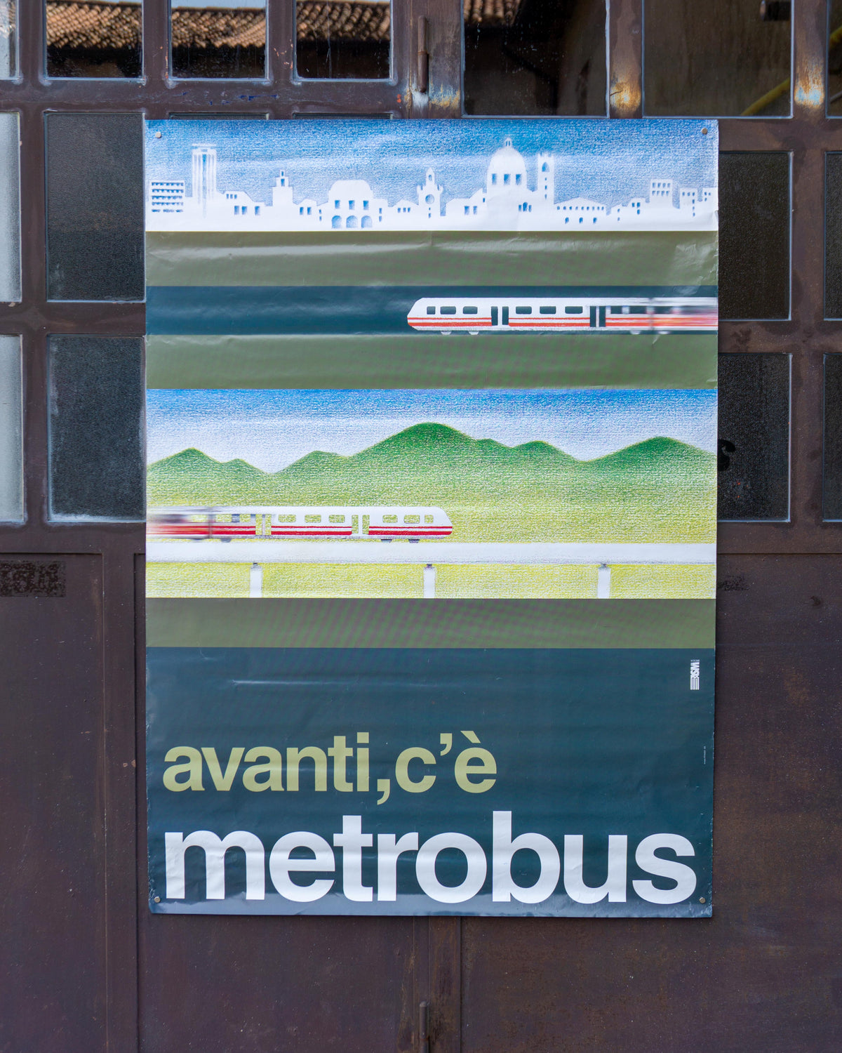 Manifesto vintage Brescia “Avanti c'è Metrobus” – anni '80