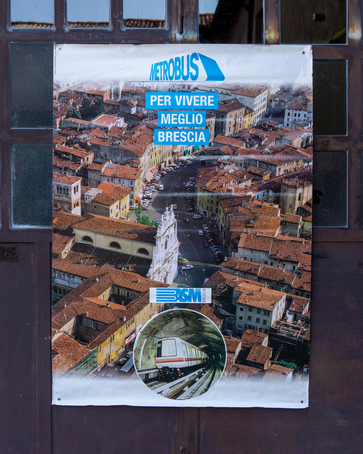 Manifesto vintage Metrobus Brescia “Per vivere meglio” – anni '80