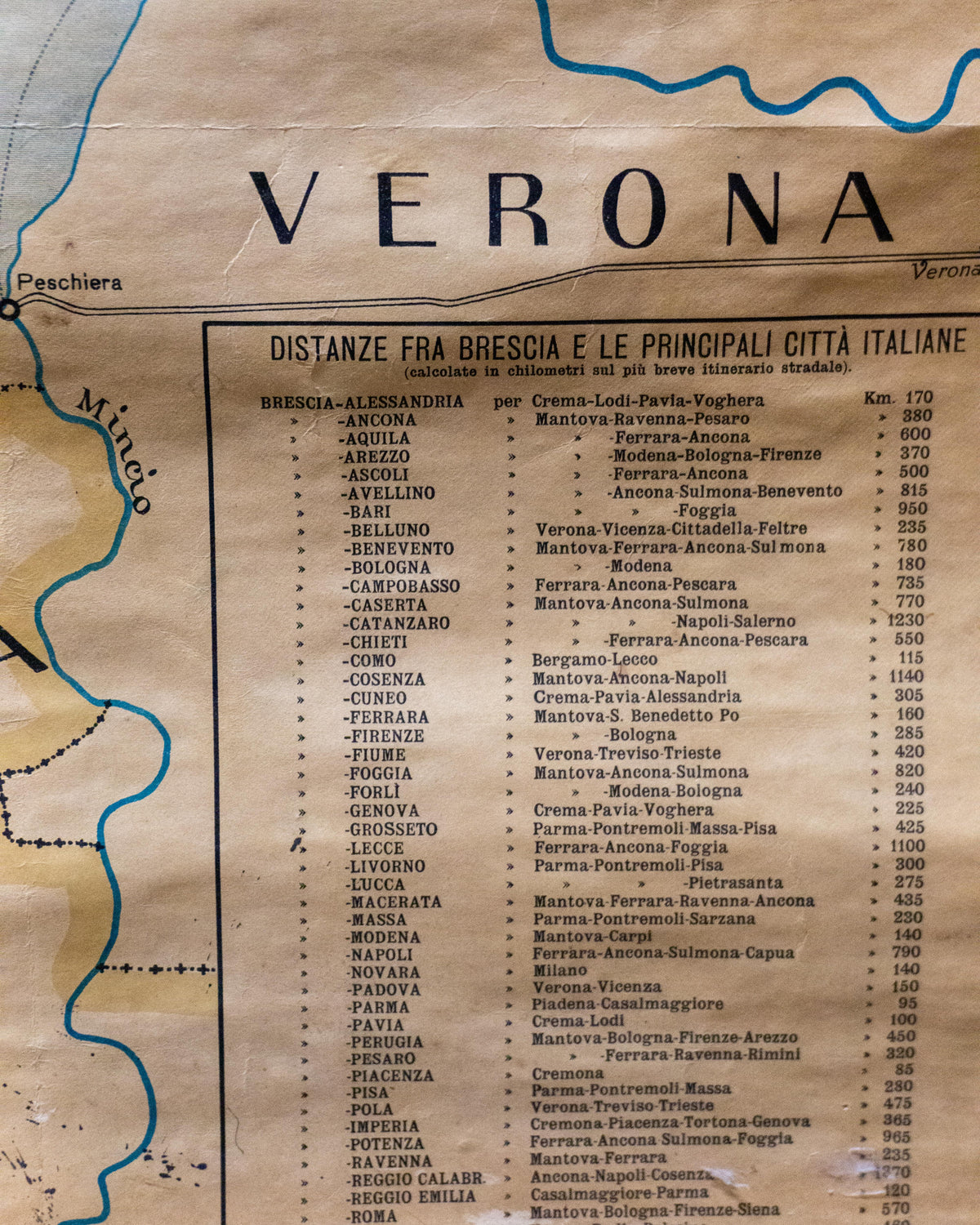 Mappa telata Brescia e Provincia – Editrice Apollonio 1940