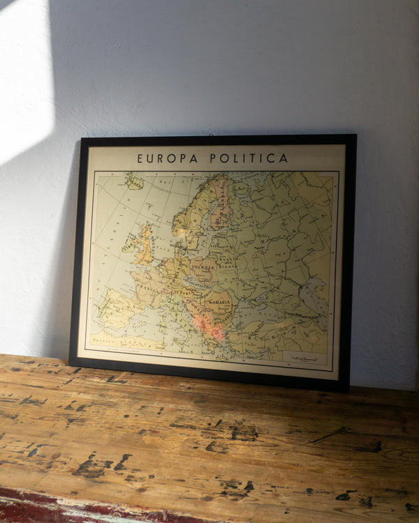 Mappa Europa politica con cornice – anni ’60