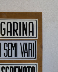 Insegne alimentari da bottega vintage su supporto in legno – Anni ’70