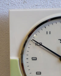 Orologio da parete Diehl Electro in ceramica verde e panna con vetro – anni ’60